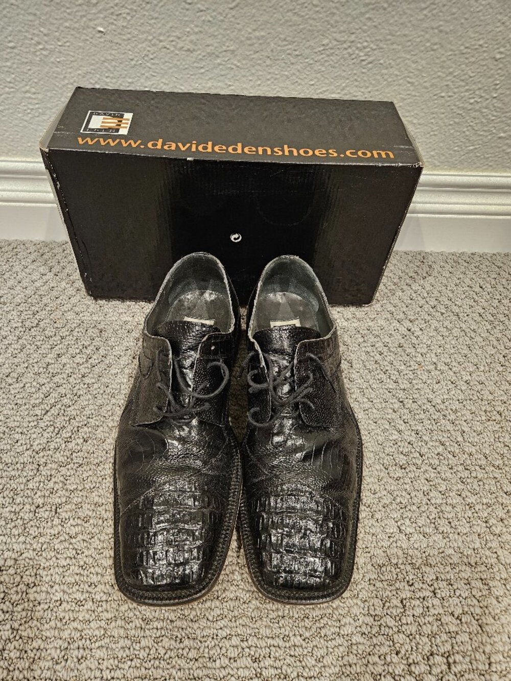 🖤 David Eden Hornback / Ostrich Leg Black Exotic Leather Dress Shoes – Size 10.